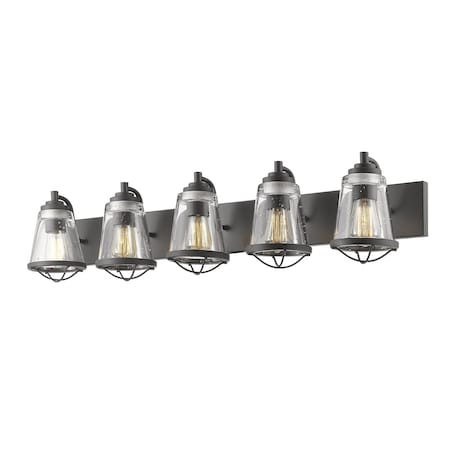 Z-Lite Mariner 5 Light Vanity, Bronze And Clear Seedy 444-5V-BRZ